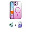 MARSİLYAN™- iPhone 11 Kılıf Ahenk Doku Özel Seri - Siyah Bilvis 5in1 5D Magic Hayalet Cam Ekran Koruyucu + Raze Metal Kamera Lens - MI
