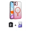 MARSİLYAN™- iPhone 11 Kılıf Ahenk Doku Özel Seri - Siyah Bilvis 5in1 5D Magic Hayalet Cam Ekran Koruyucu + PVD Metal Kamera Lens - YL