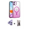 MARSİLYAN™- iPhone 11 Kılıf Ahenk Doku Özel Seri - Siyah Bilvis Hayalet Cam Ekran Koruyucu + Raze Metal Kamera Lens - MR