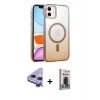 MARSİLYAN™- iPhone 11 Kılıf Ahenk Doku Özel Seri - Siyah Bilvis Hayalet Cam Ekran Koruyucu + Raze Metal Kamera Lens - MR