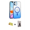 MARSİLYAN™- iPhone 11 Kılıf Ahenk Doku Özel Seri - Siyah Bilvis Hayalet Cam Ekran Koruyucu + Rainbow Kamera Lens Koruma Cam - KI