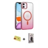 MARSİLYAN™- iPhone 11 Kılıf Ahenk Doku Özel Seri - Siyah Bilvis Hayalet Cam Ekran Koruyucu + Rainbow Kamera Lens Koruma Cam - KI