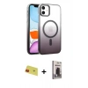 MARSİLYAN™- iPhone 11 Kılıf Ahenk Doku Özel Seri - Siyah Bilvis Hayalet Cam Ekran Koruyucu + Rainbow Kamera Lens Koruma Cam - KI