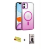 MARSİLYAN™- iPhone 11 Kılıf Ahenk Doku Özel Seri - Siyah Bilvis Hayalet Cam Ekran Koruyucu + Rainbow Kamera Lens Koruma Cam - KI