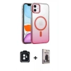 MARSİLYAN™- iPhone 11 Kılıf Ahenk Doku Özel Seri - Siyah Bilvis Hayalet Cam Ekran Koruyucu + PVD Metal Kamera Lens - SH