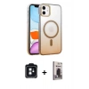 MARSİLYAN™- iPhone 11 Kılıf Ahenk Doku Özel Seri - Siyah Bilvis Hayalet Cam Ekran Koruyucu + PVD Metal Kamera Lens - SH