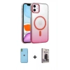 MARSİLYAN™- iPhone 11 Kılıf Ahenk Doku Özel Seri - Siyah Bilvis Hayalet Cam Ekran Koruyucu + Neon Fosforlu Kamera Lens - YL