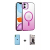 MARSİLYAN™- iPhone 11 Kılıf Ahenk Doku Özel Seri - Siyah Bilvis Hayalet Cam Ekran Koruyucu + Neon Fosforlu Kamera Lens - YL
