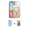 MARSİLYAN™- iPhone 11 Kılıf Ahenk Doku Özel Seri - Siyah Bilvis Hayalet Cam Ekran Koruyucu + Neon Fosforlu Kamera Lens - YL