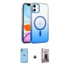 MARSİLYAN™- iPhone 11 Kılıf Ahenk Doku Özel Seri - Siyah Bilvis Hayalet Cam Ekran Koruyucu + Neon Fosforlu Kamera Lens - YL