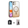 MARSİLYAN™- iPhone 11 Kılıf Ahenk Doku Özel Seri - Siyah Bilvis Hayalet Cam Ekran Koruyucu + PVD Metal Kamera Lens - YL