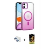 MARSİLYAN™- iPhone 11 Kılıf Ahenk Doku Özel Seri - Siyah Buffer Cam Ekran Koruyucu + Pers Alüminyum Kamera Lens - GI