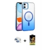 MARSİLYAN™- iPhone 11 Kılıf Ahenk Doku Özel Seri - Siyah Buffer Cam Ekran Koruyucu + Pers Alüminyum Kamera Lens - GI