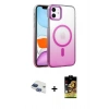 MARSİLYAN™- iPhone 11 Kılıf Ahenk Doku Özel Seri - Siyah Buffer Cam Ekran Koruyucu + Pers Alüminyum Kamera Lens - LT