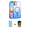 MARSİLYAN™- iPhone 11 Kılıf Ahenk Doku Özel Seri - Siyah Buffer Cam Ekran Koruyucu + Neon Fosforlu Kamera Lens - YL