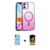MARSİLYAN™- iPhone 11 Kılıf Ahenk Doku Özel Seri - Siyah Buffer Cam Ekran Koruyucu + Neon Fosforlu Kamera Lens - TU