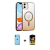 MARSİLYAN™- iPhone 11 Kılıf Ahenk Doku Özel Seri - Siyah Buffer Cam Ekran Koruyucu + Neon Fosforlu Kamera Lens - YL