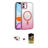 MARSİLYAN™- iPhone 11 Kılıf Ahenk Doku Özel Seri - Siyah Buffer Cam Ekran Koruyucu + Pers Alüminyum Kamera Lens - KI