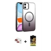 MARSİLYAN™- iPhone 11 Kılıf Ahenk Doku Özel Seri - Siyah Buffer Cam Ekran Koruyucu + Pers Alüminyum Kamera Lens - KI