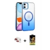MARSİLYAN™- iPhone 11 Kılıf Ahenk Doku Özel Seri - Siyah Buffer Cam Ekran Koruyucu + Pers Alüminyum Kamera Lens - KI