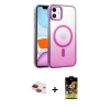 MARSİLYAN™- iPhone 11 Kılıf Ahenk Doku Özel Seri - Siyah Buffer Cam Ekran Koruyucu + Pers Alüminyum Kamera Lens - KI
