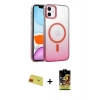 MARSİLYAN™- iPhone 11 Kılıf Ahenk Doku Özel Seri - Siyah Buffer Cam Ekran Koruyucu + Rainbow Kamera Lens Koruma Cam - KI