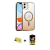 MARSİLYAN™- iPhone 11 Kılıf Ahenk Doku Özel Seri - Siyah Buffer Cam Ekran Koruyucu + Rainbow Kamera Lens Koruma Cam - KI