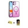 MARSİLYAN™- iPhone 11 Kılıf Ahenk Doku Özel Seri - Siyah Buffer Cam Ekran Koruyucu + Rainbow Kamera Lens Koruma Cam - KI