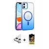 MARSİLYAN™- iPhone 11 Kılıf Ahenk Doku Özel Seri - Siyah Buffer Cam Ekran Koruyucu + Raze Metal Kamera Lens - GS