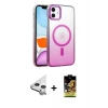 MARSİLYAN™- iPhone 11 Kılıf Ahenk Doku Özel Seri - Siyah Buffer Cam Ekran Koruyucu + Raze Metal Kamera Lens - GS