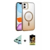 MARSİLYAN™- iPhone 11 Kılıf Ahenk Doku Özel Seri - Siyah Buffer Cam Ekran Koruyucu + Raze Metal Kamera Lens - MI