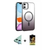 MARSİLYAN™- iPhone 11 Kılıf Ahenk Doku Özel Seri - Siyah Buffer Cam Ekran Koruyucu + Raze Metal Kamera Lens - MI