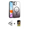 MARSİLYAN™- iPhone 11 Kılıf Ahenk Doku Özel Seri - Siyah Buffer Cam Ekran Koruyucu + Raze Metal Kamera Lens - GS