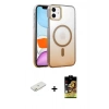 MARSİLYAN™- iPhone 11 Kılıf Ahenk Doku Özel Seri - Siyah Buffer Cam Ekran Koruyucu + Renkli Kamera Lens Koruma Cam - TU
