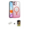 MARSİLYAN™- iPhone 11 Kılıf Ahenk Doku Özel Seri - Siyah Buffer Cam Ekran Koruyucu + Renkli Kamera Lens Koruma Cam - YL
