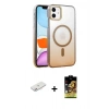 MARSİLYAN™- iPhone 11 Kılıf Ahenk Doku Özel Seri - Siyah Buffer Cam Ekran Koruyucu + Renkli Kamera Lens Koruma Cam - PE