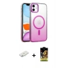 MARSİLYAN™- iPhone 11 Kılıf Ahenk Doku Özel Seri - Siyah Buffer Cam Ekran Koruyucu + Renkli Kamera Lens Koruma Cam - SI