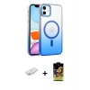 MARSİLYAN™- iPhone 11 Kılıf Ahenk Doku Özel Seri - Siyah Buffer Cam Ekran Koruyucu + Renkli Kamera Lens Koruma Cam - YL