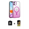 MARSİLYAN™- iPhone 11 Kılıf Ahenk Doku Özel Seri - Siyah Buffer Cam Ekran Koruyucu + PVD Metal Kamera Lens - TU