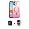 MARSİLYAN™- iPhone 11 Kılıf Ahenk Doku Özel Seri - Siyah Buffer Cam Ekran Koruyucu + PVD Metal Kamera Lens - TU