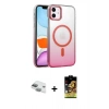 MARSİLYAN™- iPhone 11 Kılıf Ahenk Doku Özel Seri - Siyah Buffer Cam Ekran Koruyucu + Pers Alüminyum Kamera Lens - YL