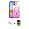 MARSİLYAN™- iPhone 11 Kılıf Ahenk Doku Özel Seri - Siyah Buffer Cam Ekran Koruyucu + Pers Alüminyum Kamera Lens - YL