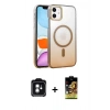 MARSİLYAN™- iPhone 11 Kılıf Ahenk Doku Özel Seri - Siyah Buffer Cam Ekran Koruyucu + PVD Metal Kamera Lens - YL