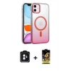 MARSİLYAN™- iPhone 11 Kılıf Ahenk Doku Özel Seri - Siyah Buffer Cam Ekran Koruyucu + PVD Metal Kamera Lens - YL
