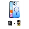 MARSİLYAN™- iPhone 11 Kılıf Ahenk Doku Özel Seri - Siyah Buffer Cam Ekran Koruyucu + PVD Metal Kamera Lens - YL