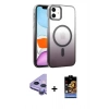 MARSİLYAN™- iPhone 11 Kılıf Ahenk Doku Özel Seri - Siyah Buffer Hayalet Cam Ekran Koruyucu + Raze Metal Kamera Lens - MR