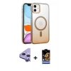MARSİLYAN™- iPhone 11 Kılıf Ahenk Doku Özel Seri - Siyah Buffer Hayalet Cam Ekran Koruyucu + Raze Metal Kamera Lens - MR