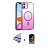 MARSİLYAN™- iPhone 11 Kılıf Ahenk Doku Özel Seri - Siyah Buffer Hayalet Cam Ekran Koruyucu + Raze Metal Kamera Lens - MR
