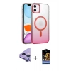 MARSİLYAN™- iPhone 11 Kılıf Ahenk Doku Özel Seri - Siyah Buffer Hayalet Cam Ekran Koruyucu + Raze Metal Kamera Lens - MR