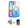 MARSİLYAN™- iPhone 11 Kılıf Ahenk Doku Özel Seri - Siyah Buffer Hayalet Cam Ekran Koruyucu + Raze Metal Kamera Lens - MR